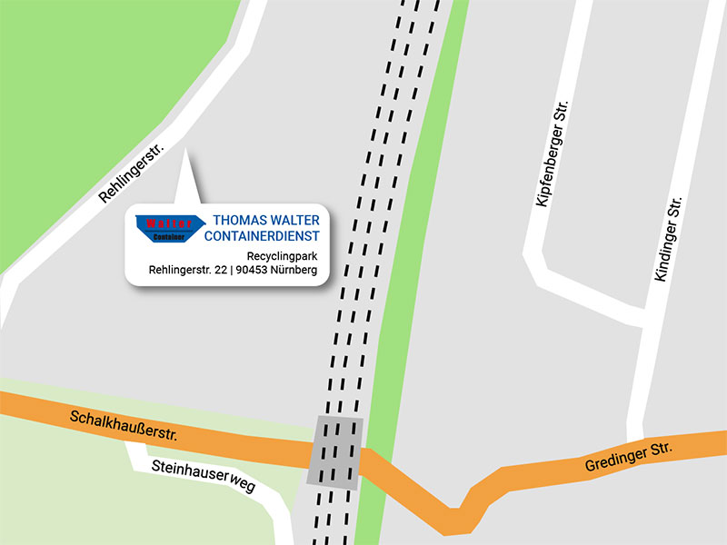 Ausschnitt Stadtplan mit Standort Thomas Walter Containerdienst Rcyclingpark